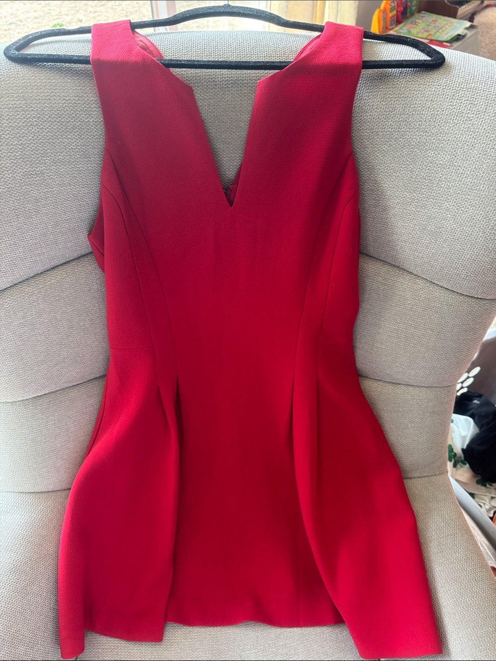 BCBGeneration Red V-Neck Sleeveless Mini Dress with Pleats